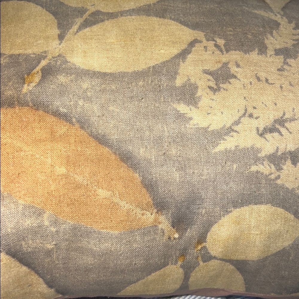 indaba Linen Eco Print Lumbar Pillow Earth Tone with feather insert - NWT - Picture 6 of 13